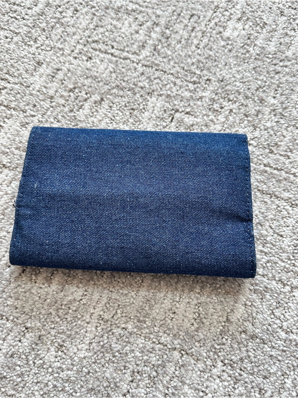 Guess Navy Denim Envelope Clutch Triangle Logo Structured Evening Bag - Picture 3 of 7